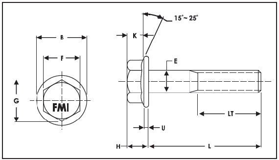 Hex Flange Bolts UNC UNF grade 8-2